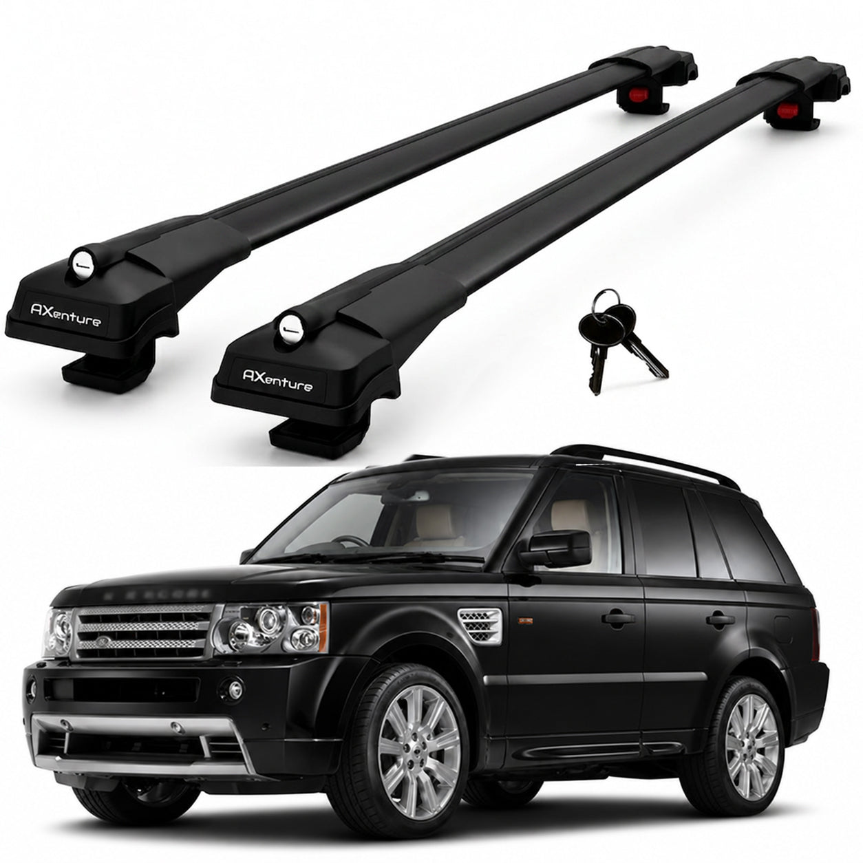 2X Roof Bars for Range Rover Sport L320 2005-2013 Lockable Roof Rack Black
