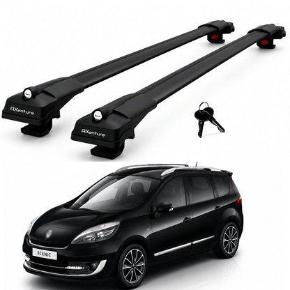 2X Roof Bars for Renault Grand Scenic 2009-2016 Lockable Roof Rack Black