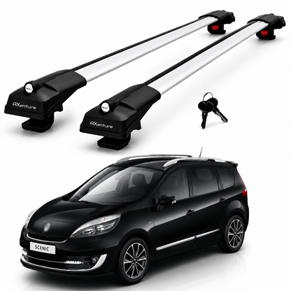 2X Roof Bars for Renault Grand Scenic 2009-2016 Lockable Roof Rack Grey