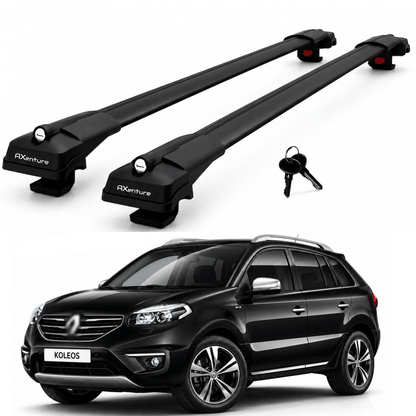 2X Roof Bars for Renault Koleos 2007–2016 Lockable Roof Rack Cross Bars Black