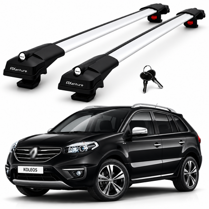 2X Roof Bars for Renault Koleos Mk1 2007–2016 Lockable Roof Rack Cross Bars Grey