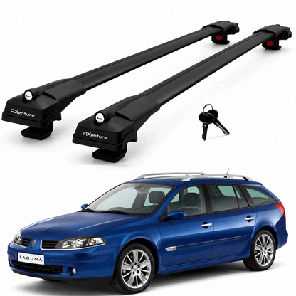 2X Roof Bars for Renault Laguna Sw 2000-2007 Lockable Roof Rack Cross Bars Black