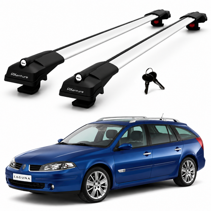 2X Roof Bars for Renault Laguna Sw 2000-2007 Lockable Roof Rack Cross Bars Grey