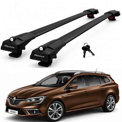 2X Roof Bars for Renault Megane Sport Tourer 2009-2015 Lockable Roof Rack Black