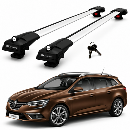 2X Roof Bars for Renault Megane Sport Tourer 2009-2015 Lockable Roof Rack Grey