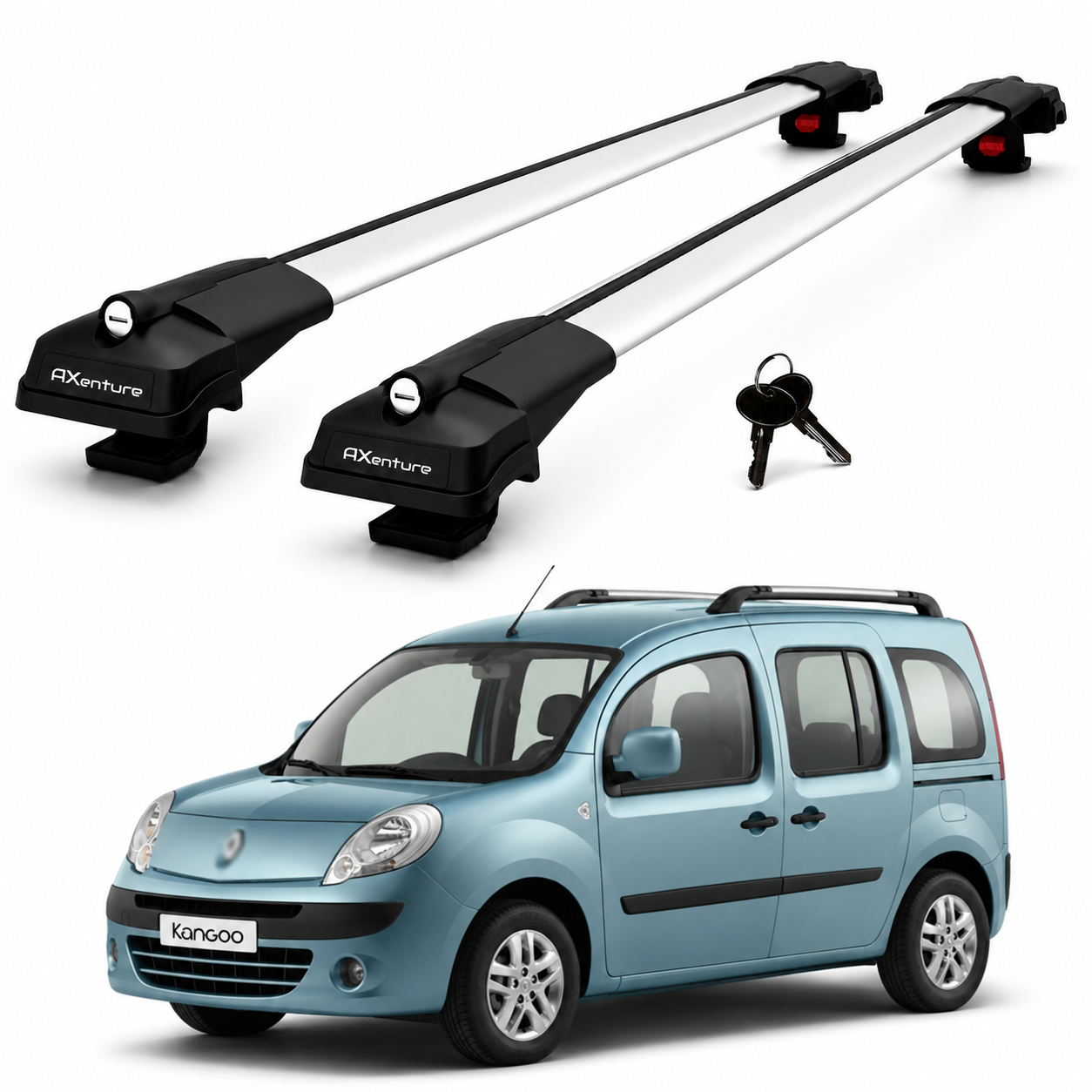 2X Roof Bars for Renault Kangoo Mk2 2008-2021 Lockable Roof Rack Cross Bars Grey