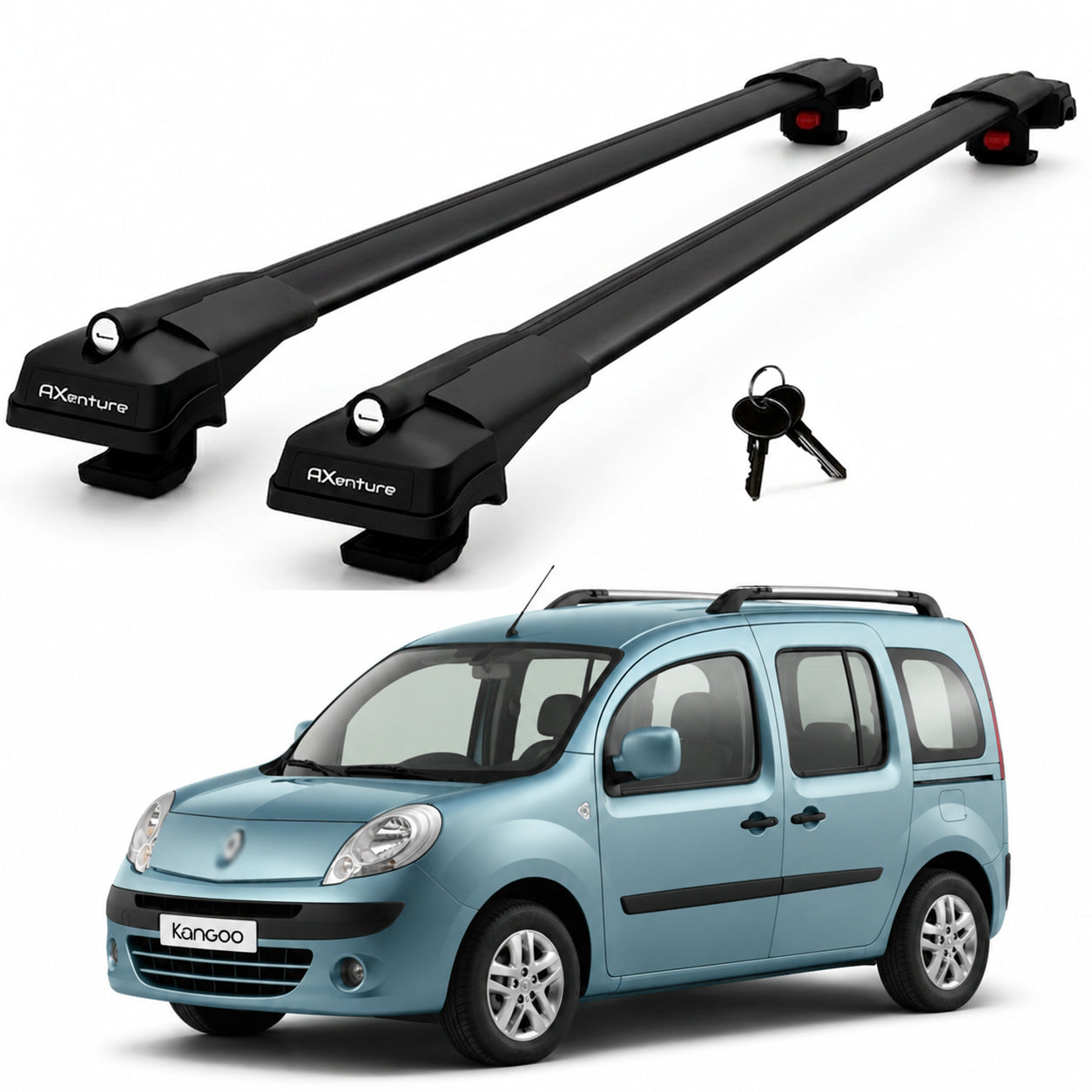 2X Roof Bars for Renault Kangoo 2008-2021 Lockable Roof Rack Cross Bars Black