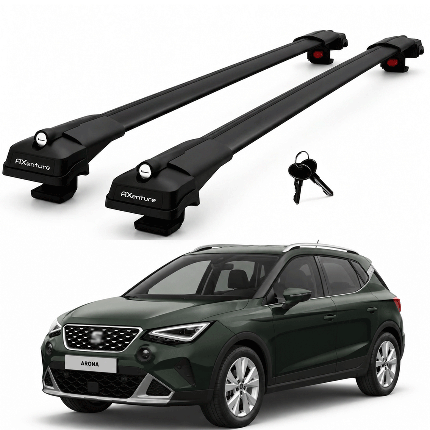 2X Roof Bars for Seat Arona Kj7 2017–2025 Lockable Roof Rack Cross Bars Black