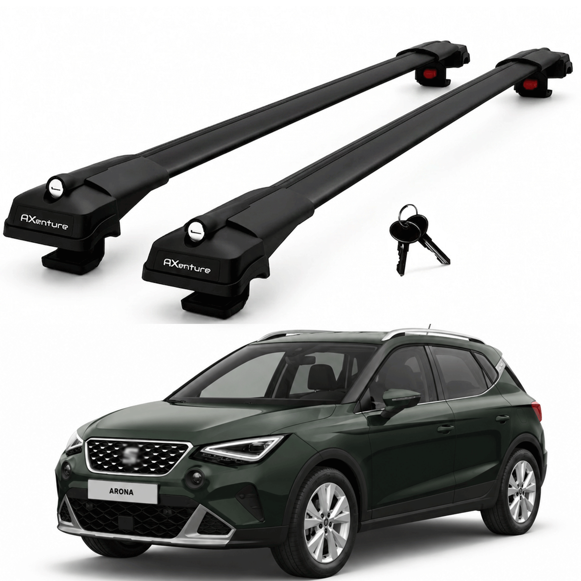 2X Roof Bars for Seat Arona Kj7 2017–2025 Lockable Roof Rack Cross Bars Black