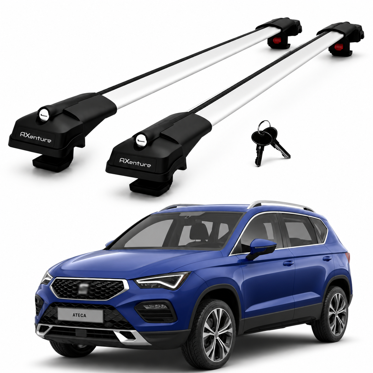 2X Roof Bars for Seat Ateca Kh7 2016-2025 Lockable Roof Rack Cross Bars Grey