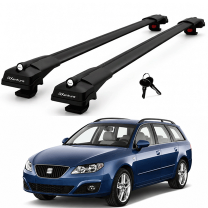 2X Roof Bars for Seat Exeo St 2009-2013 Lockable Roof Rack Cross Bars Black