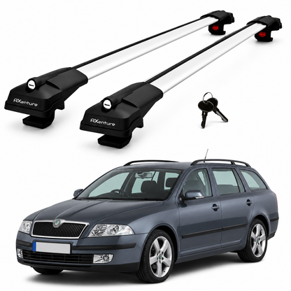 2X Roof Bars for Seat Octavia 1Z Combi 2004-2012 Lockable Roof Rack Grey