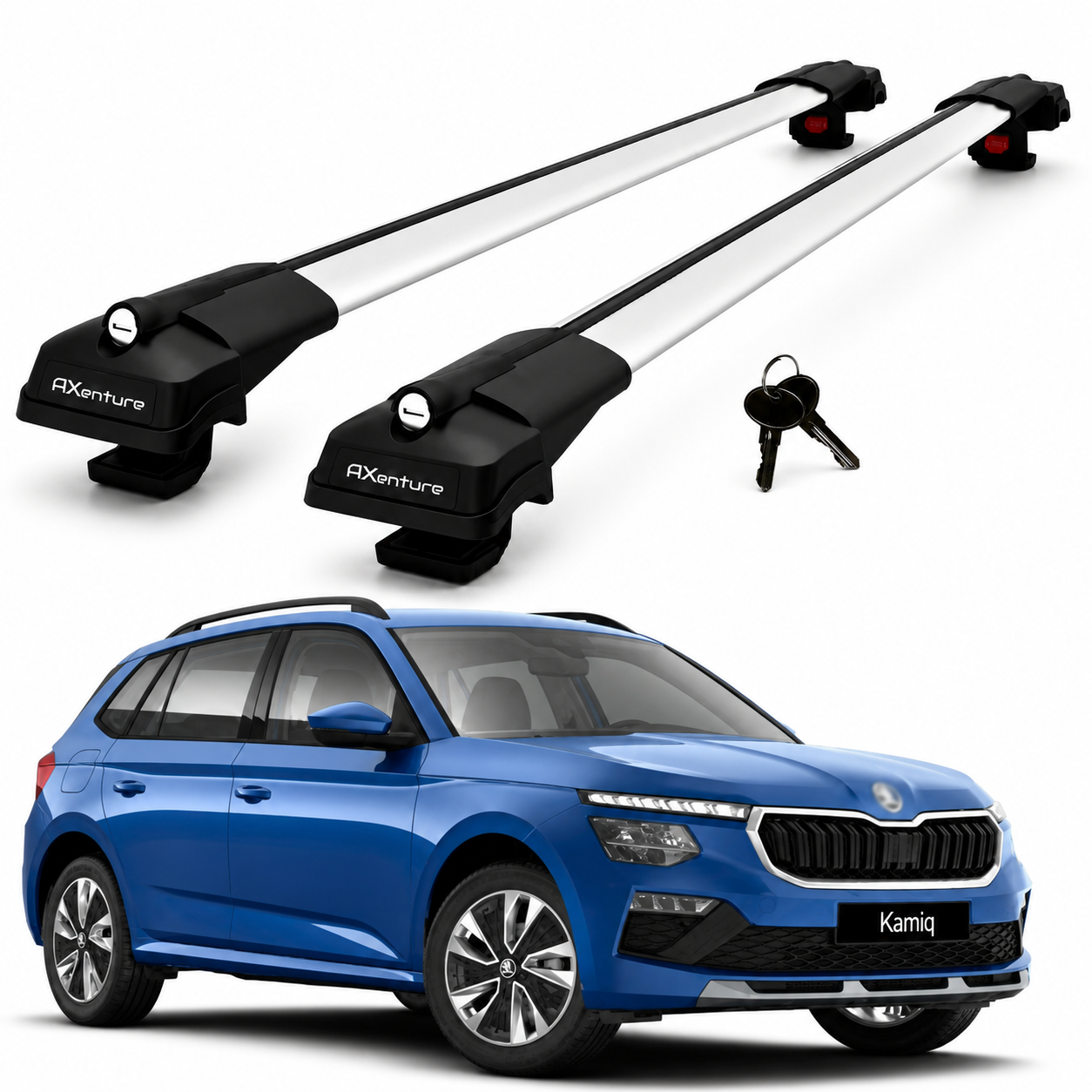 2X Roof Bars for Skoda Kamiq 2019-2025 Lockable Roof Rack Cross Bars Grey