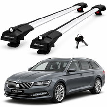 2X Roof Bars for Skoda Suberb B8 Combi 2016-2022 Lockable Roof Rack Grey