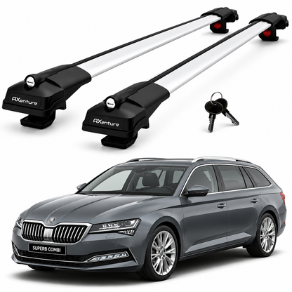 2X Roof Bars for Skoda Suberb B8 Combi 2016-2022 Lockable Roof Rack Grey