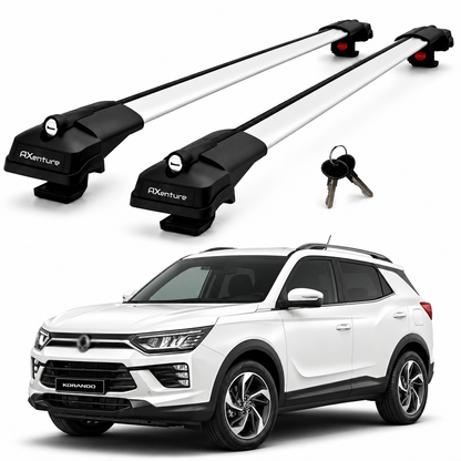 2X Roof Bars for Ssangyong Korando C300 2019-2023 Lockable Roof Rack Grey