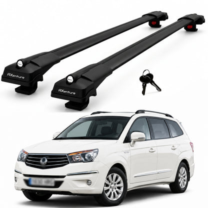 2X Roof Bars for Ssangyong Turismo 2013-2019 Lockable Roof Rack Cross Bars Black