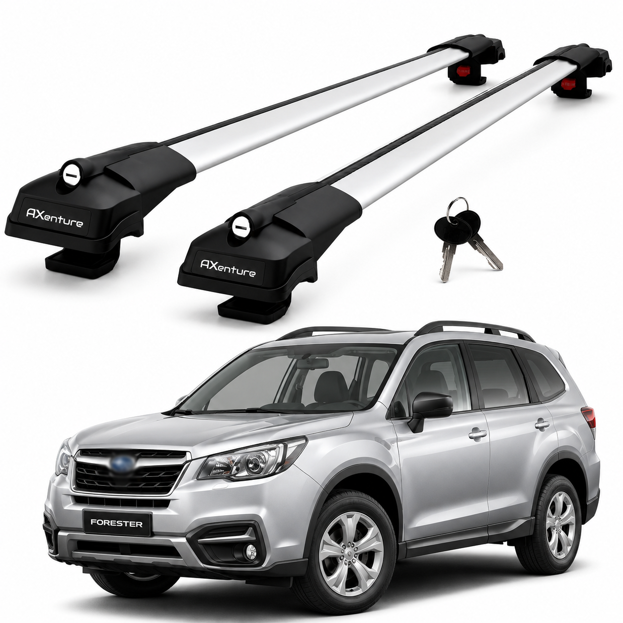 2X Roof Bars for Subaru Forester Sj 2014-2018 Lockable Roof Rack Cross Bars Grey