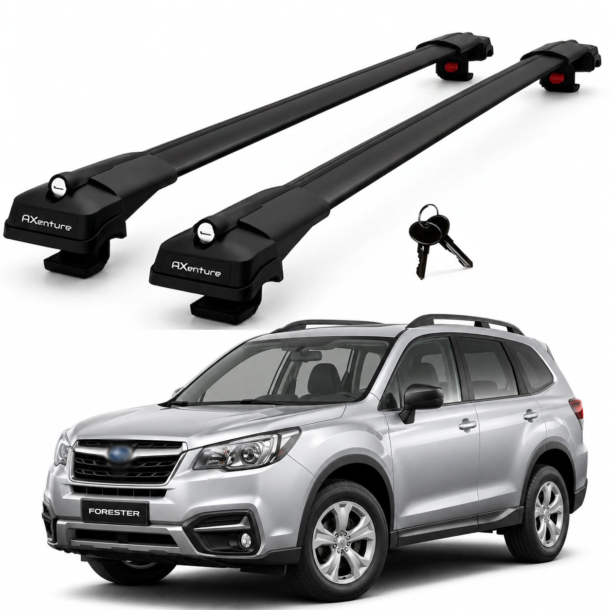 2X Roof Bars for Subaru Forester Sj 2014-2018 Lockable Roof Rack Cross Bar Black