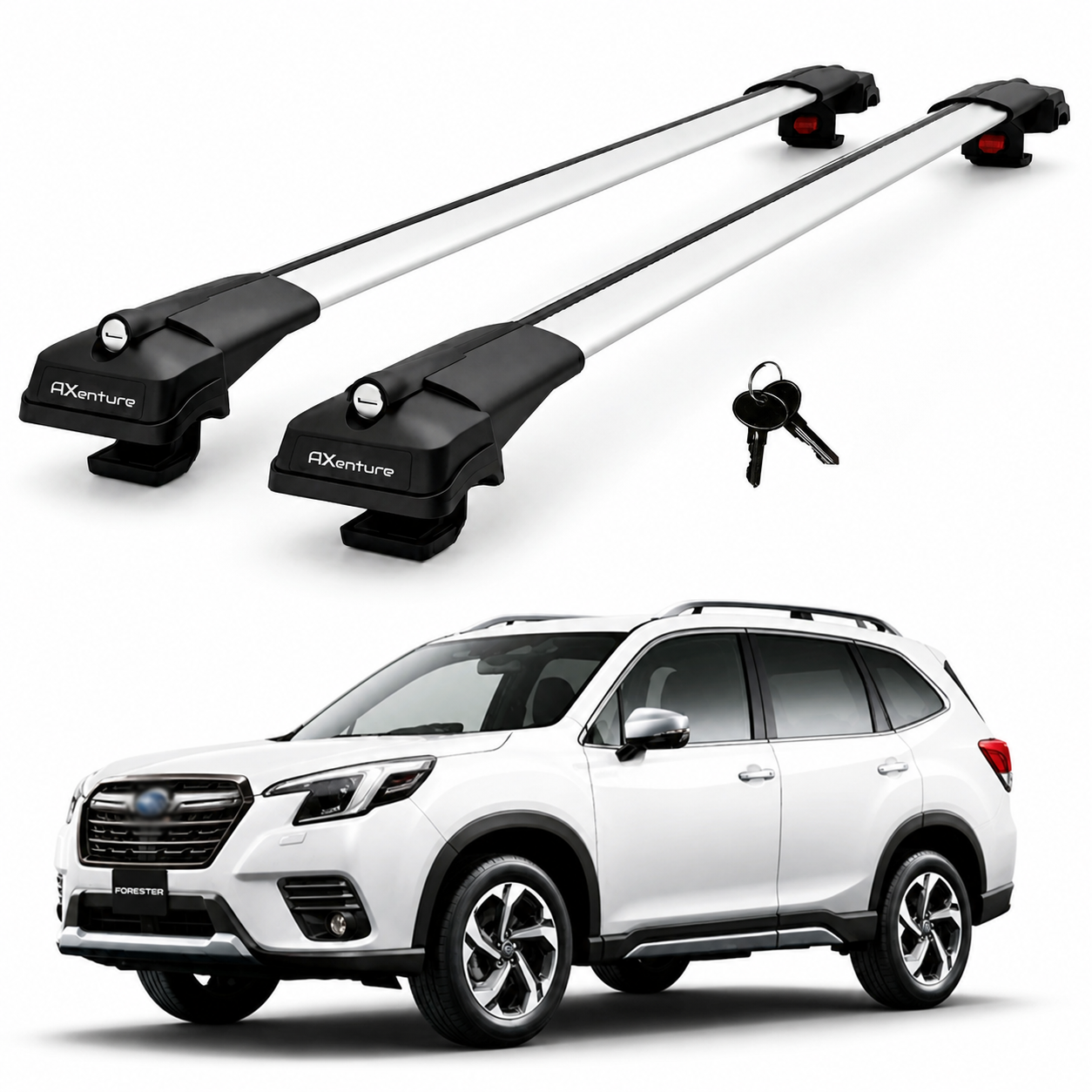 2X Roof Bars for Subaru Forester Sk 2019-2024 Lockable Roof Rack Cross Bars Grey