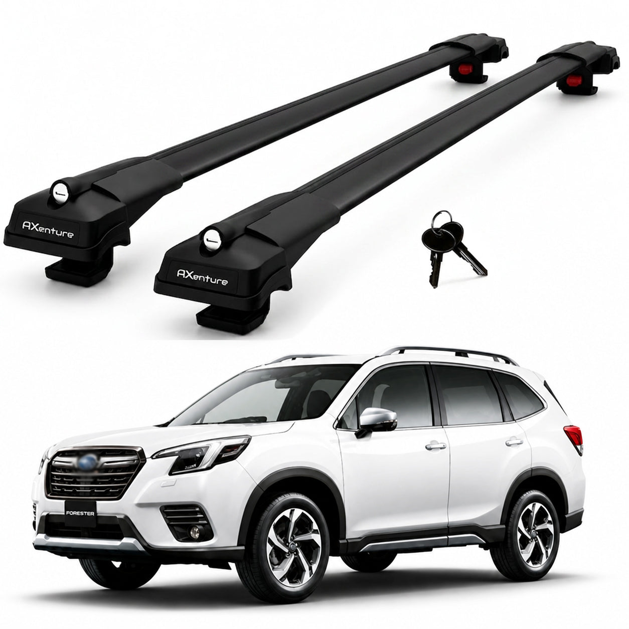 2X Roof Bars for Subaru Forester Sk 2019-2024 Lockable Roof Rack Cross Bar Black