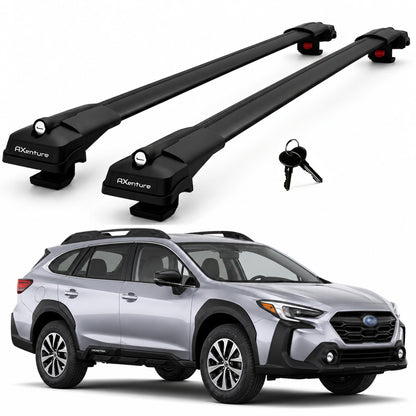 2X Roof Bars for Subaru Outback Wilderness 2021-2023 Lockable Roof Rack Black