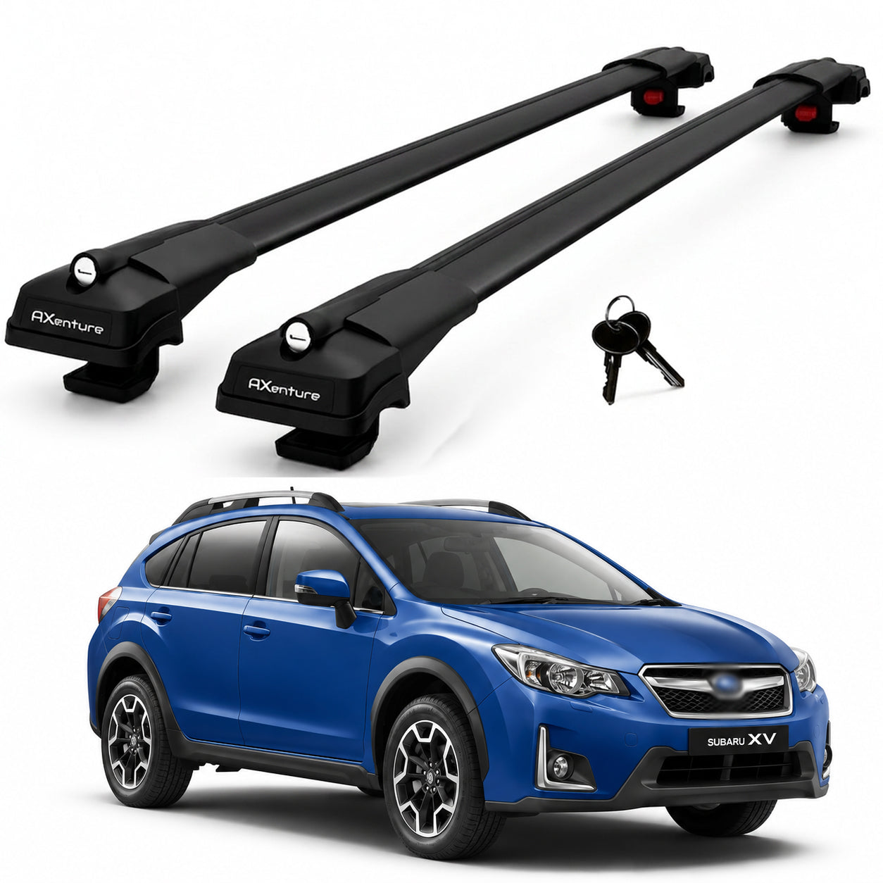 2X Roof Bars for Subaru Xv Gp 2012-2017 Lockable Roof Rack Cross Bars Black