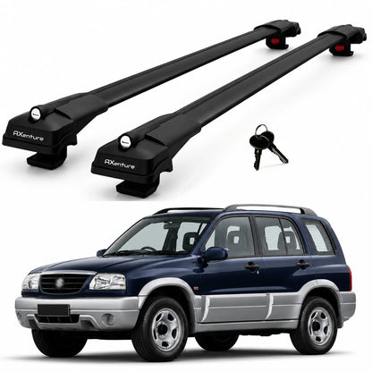 2X Roof Bars for Suzuki Vitara 3 Door 1999–2005 Lockable Roof Rack Black