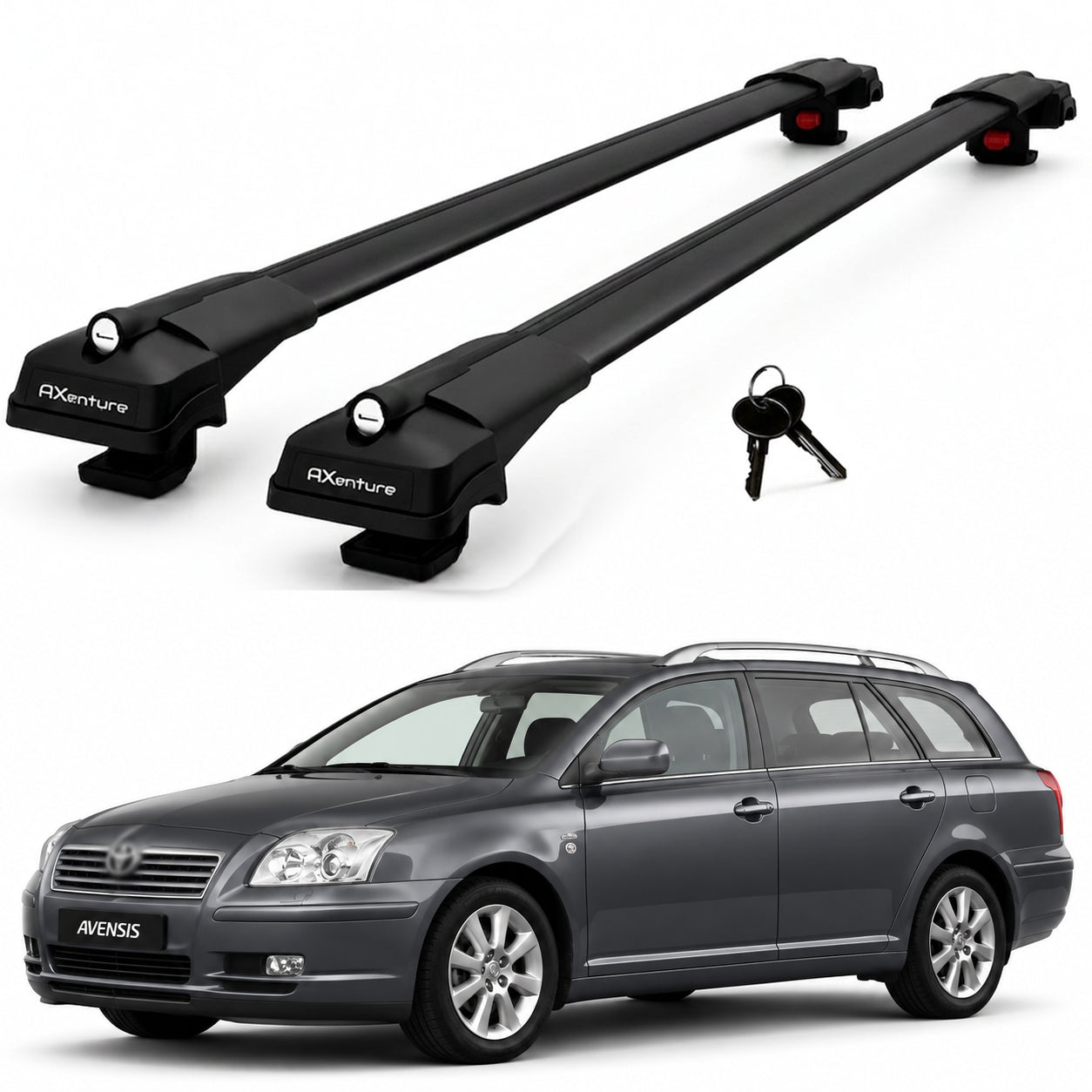 2X Roof Bars for Toyota Avensis 2003-2008 Lockable Roof Rack Cross Bars Black