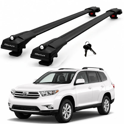 2X Roof Bars for Toyota Highlander Xu40 2008–2013 Lockable Roof Rack Black