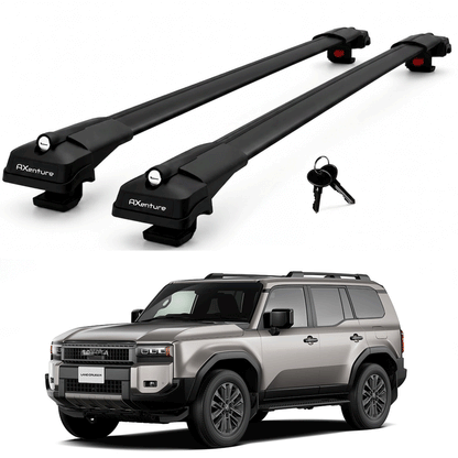 2X Roof Bars for Toyota Land Cruiser J250 2024-2026 Lockable Roof Rack Black