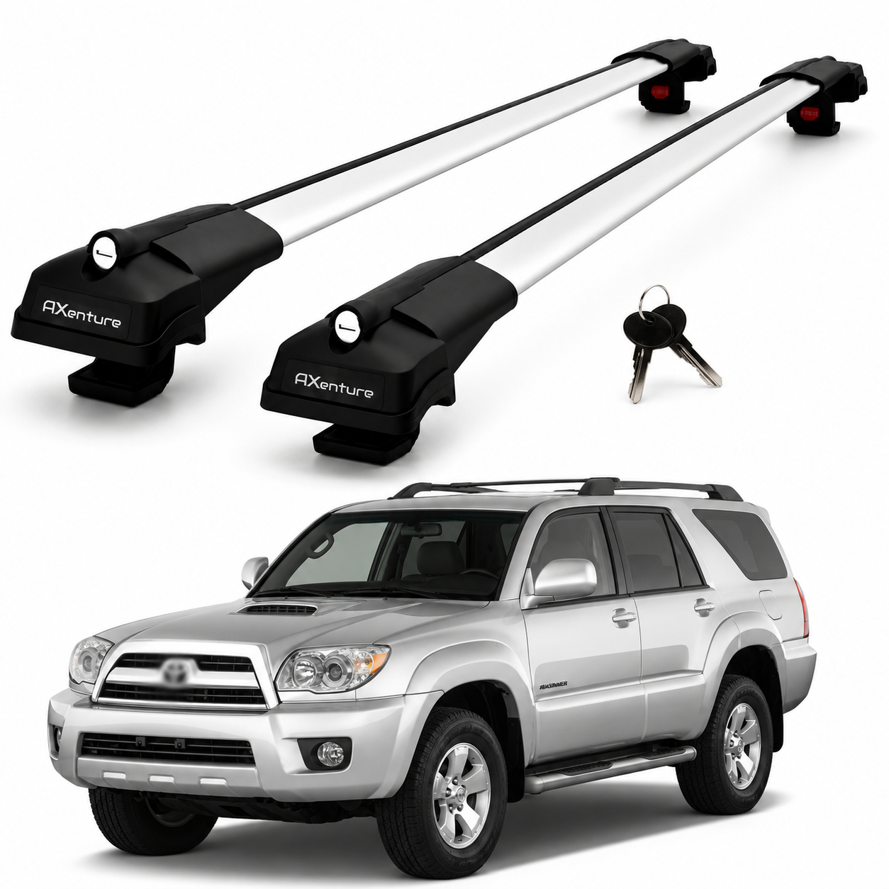2X Roof Bars for Toyota 4Runner N210 2003-2009 Lockable Roof Rack Cross Bar Grey
