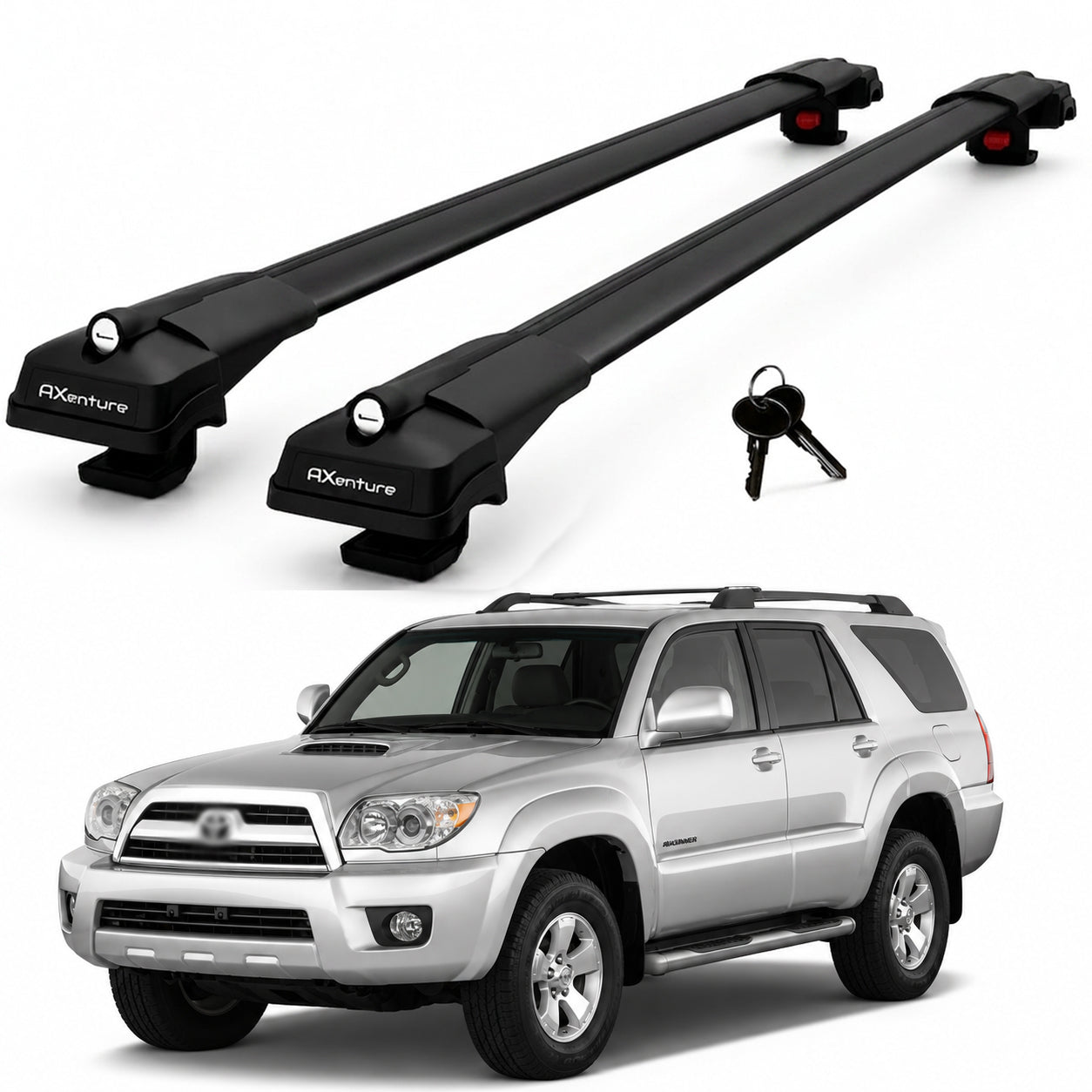 2X Roof Bars for Toyota 4Runner N210 2003-2009 Lockable Roof Rack Black