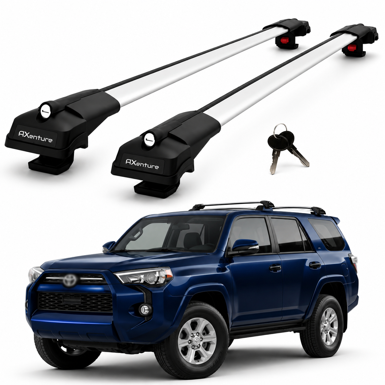 2X Roof Bars for Toyota 4Runner N280 2010-2024 Lockable Roof Rack Cross Bar Grey
