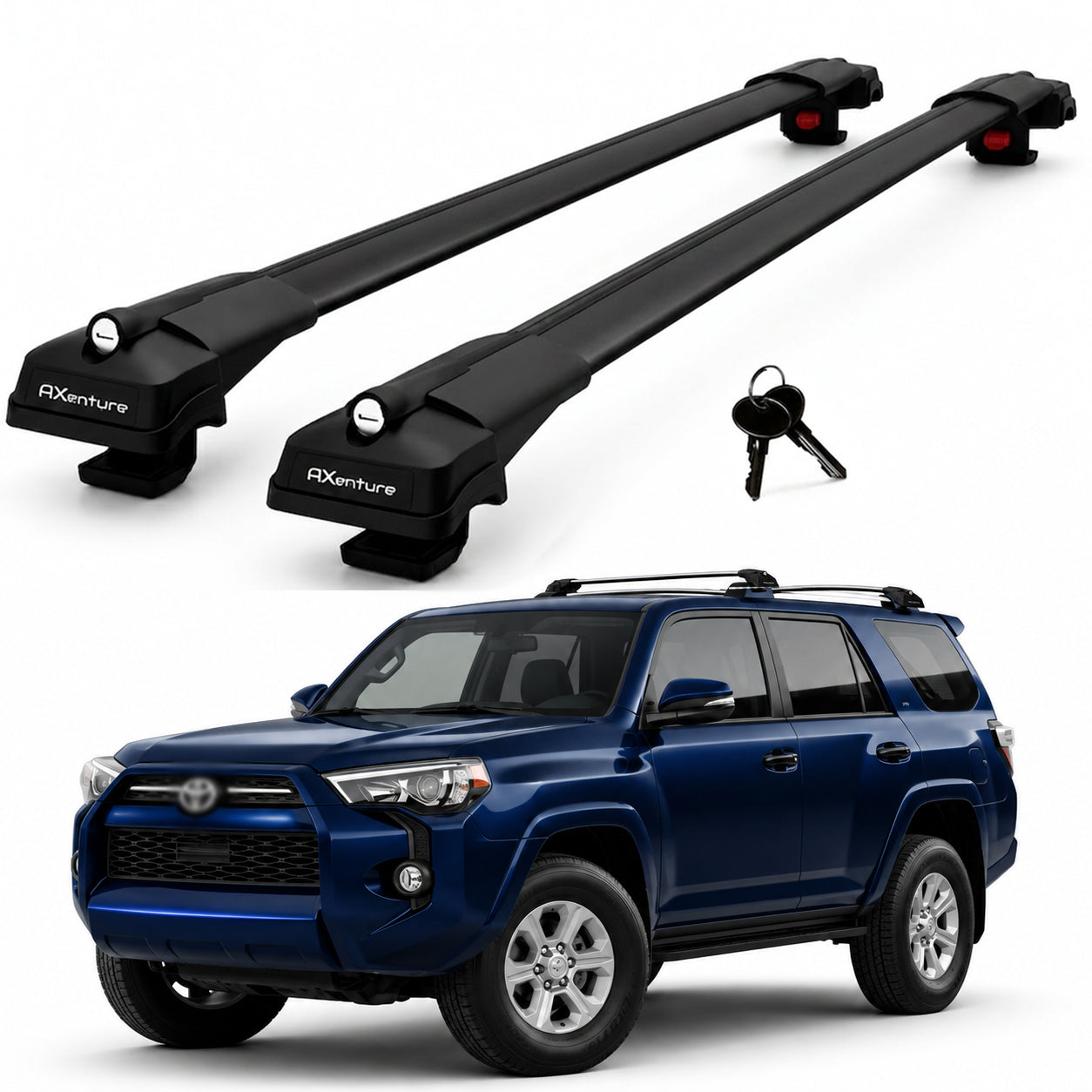 2X Roof Bars for Toyota 4Runner N280 2010-2024 Lockable Roof Rack Black