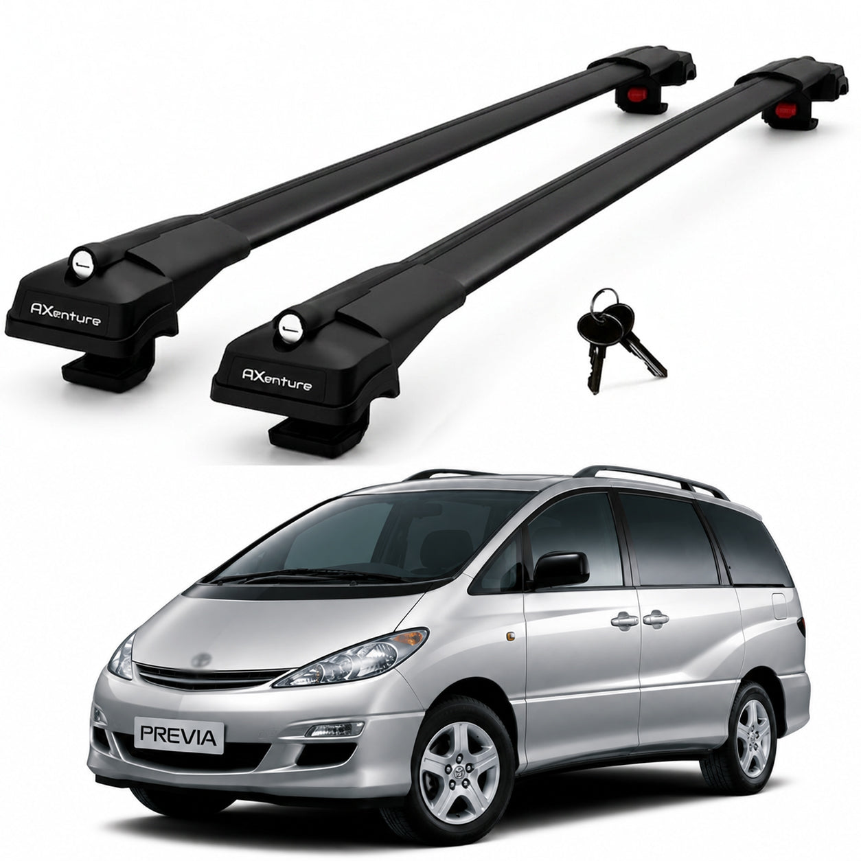 2X Roof Bars for Toyota Previa Xr30 2000-2006 Lockable Roof Rack Cross Bar Black