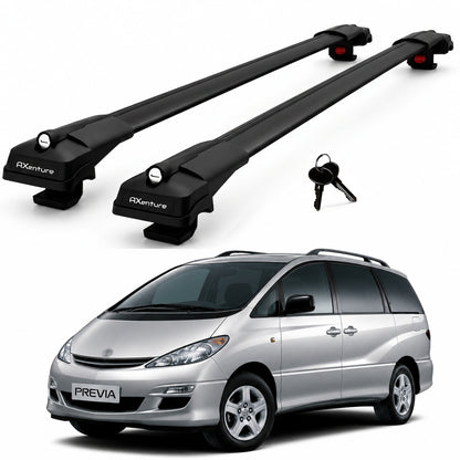 2X Roof Bars for Toyota Previa Xr30 2000-2006 Lockable Roof Rack Cross Bar Black