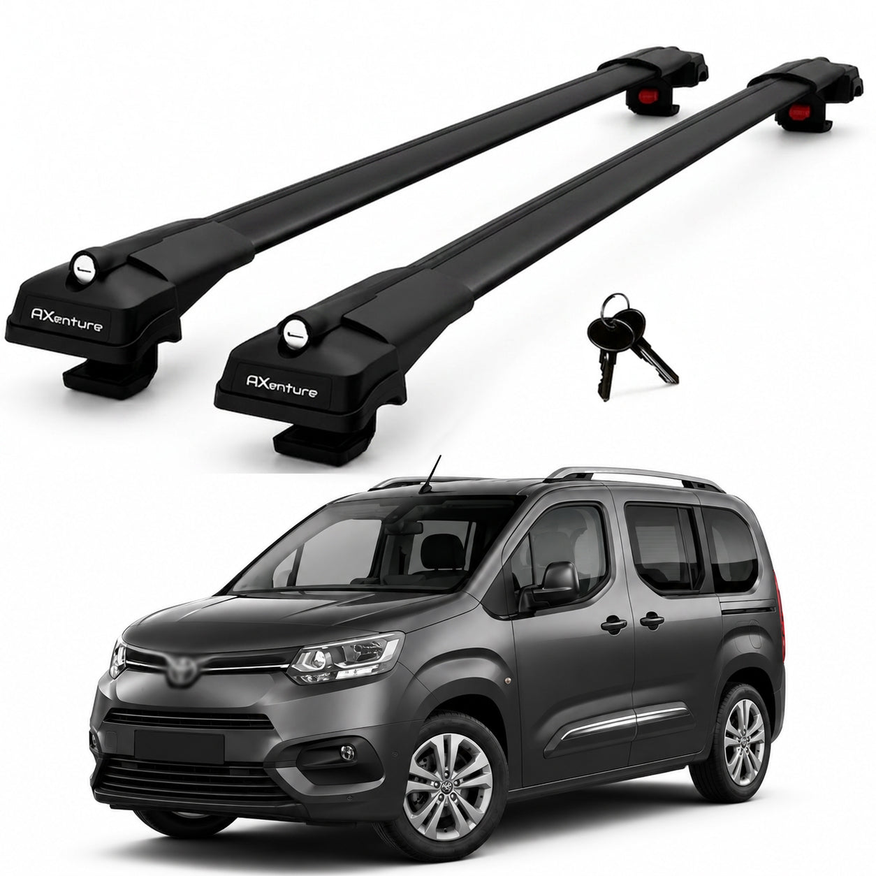 2X Roof Bars for Toyota Proace City 2021-2022 Lockable Roof Rack Cross Bar Black