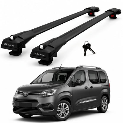 2X Roof Bars for Toyota Proace City 2021-2022 Lockable Roof Rack Cross Bar Black