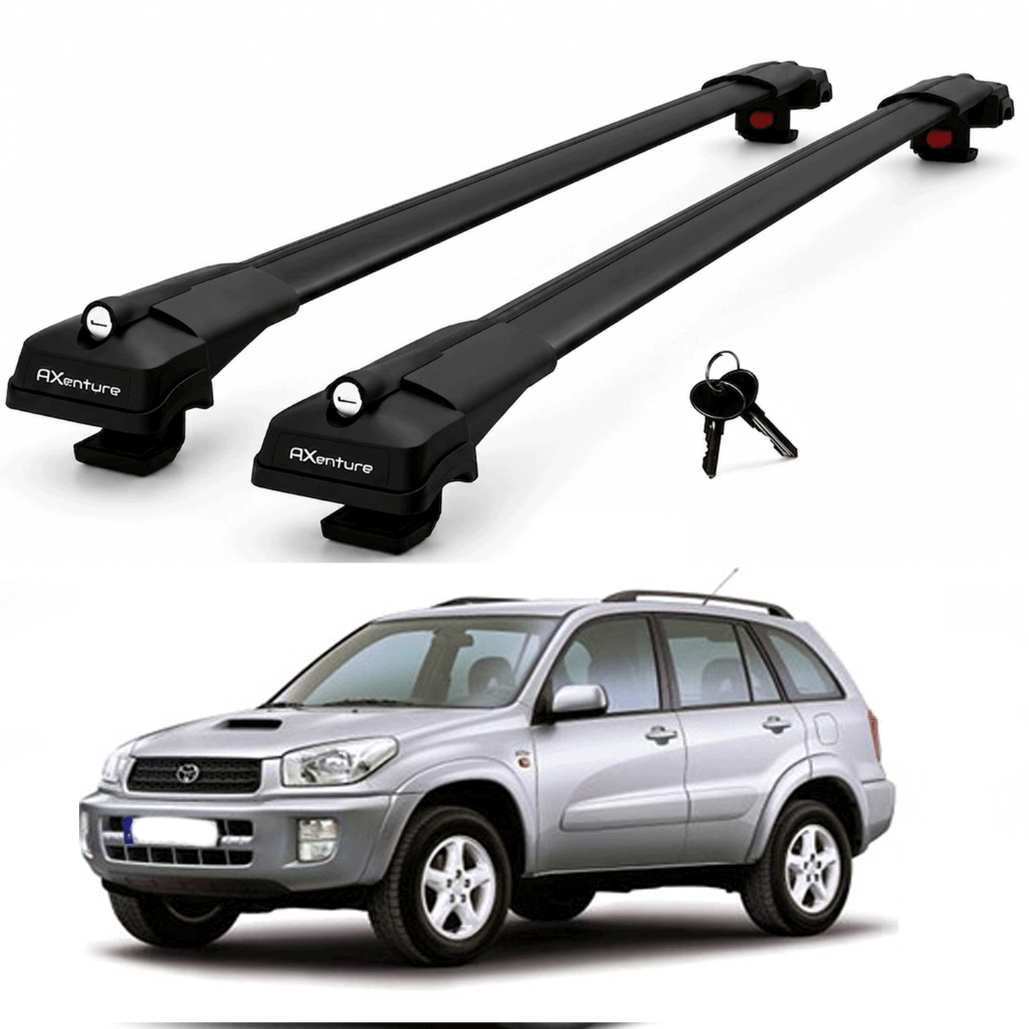 2X Roof Bars for Toyota Rav4 Xa20 2001–2005 Lockable Roof Rack Cross Bars Black