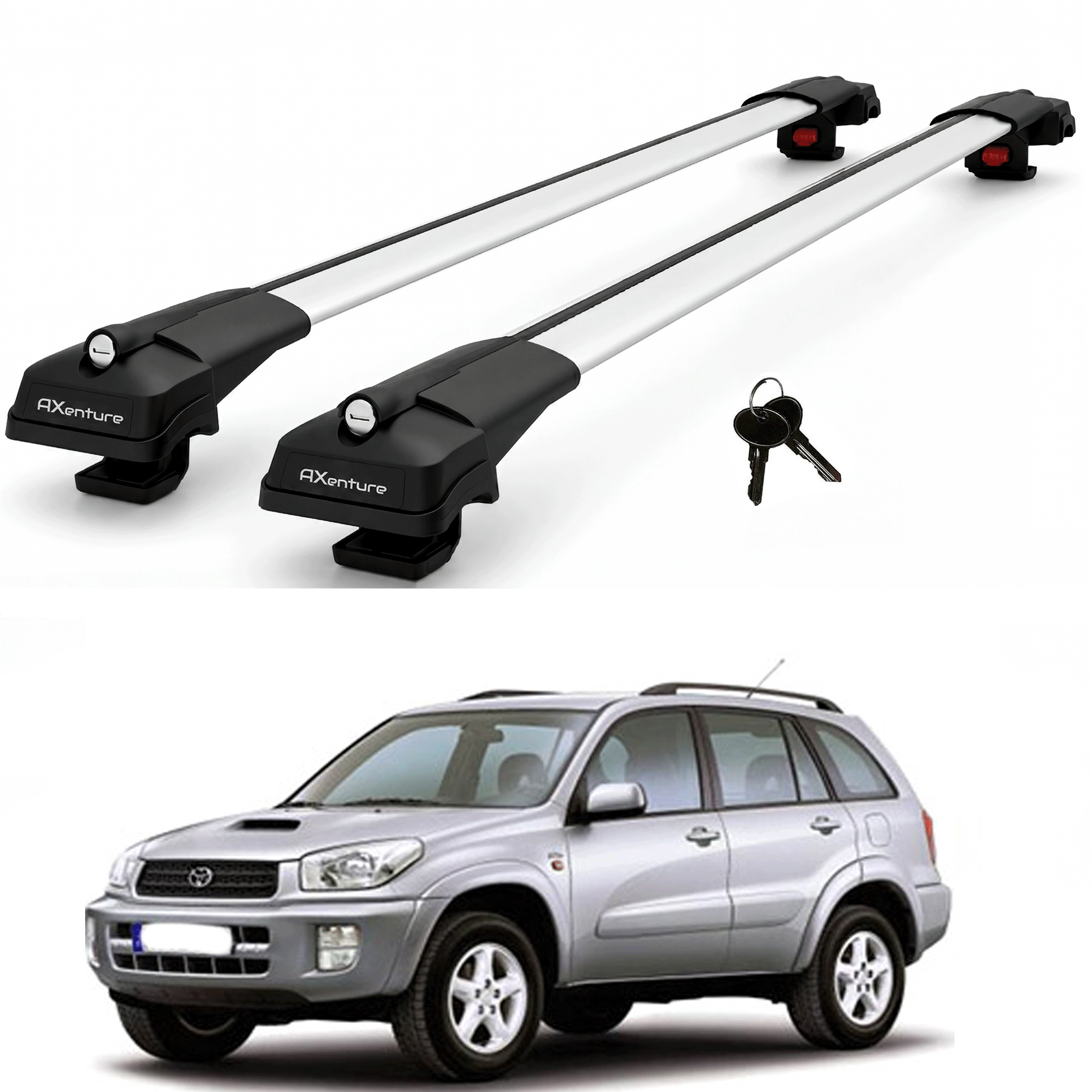 2X Roof Bars for Toyota Rav4 Xa20 2001–2005 Lockable Roof Rack Cross Bars Grey