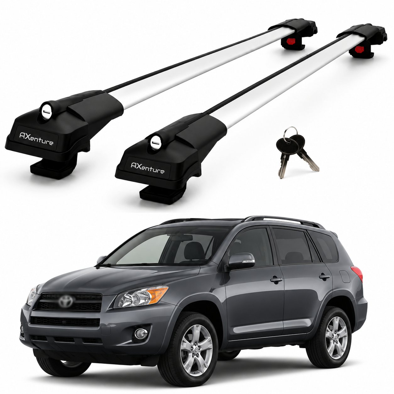 2X Roof Bars for Toyota Rav4 Xa30 2006–2012 Lockable Roof Rack Cross Bars Grey