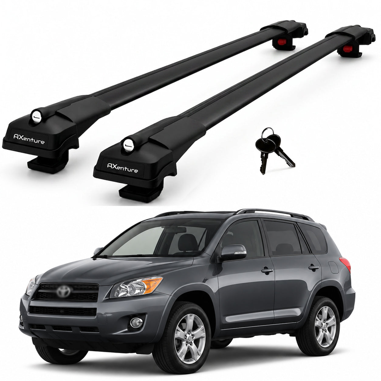 2X Roof Bars for Toyota Rav4 Xa30 2006–2012 Lockable Roof Rack Cross Bars Black