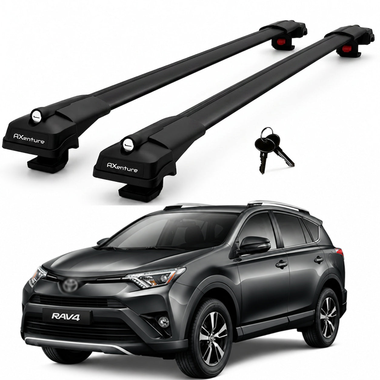 2X Roof Bars for Toyota Rav4 Xa40 2013–2018 Lockable Roof Rack Cross Bars Black