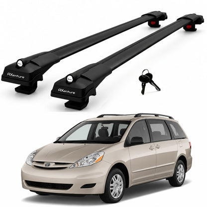 2X Roof Bars for Toyota Sienna Xl20 2004-2010 Lockable Roof Rack Cross Bar Black