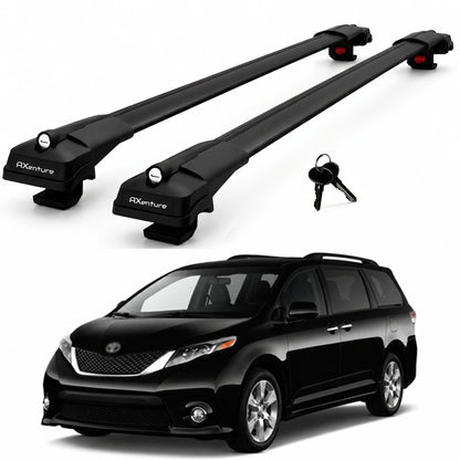 2X Roof Bars for Toyota Sienna Xl30 2011-2020 Lockable Roof Rack Cross Bar Black