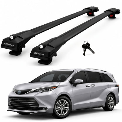 2X Roof Bars for Toyota Sienna Xl40 2021-2026 Lockable Roof Rack Cross Bar Black