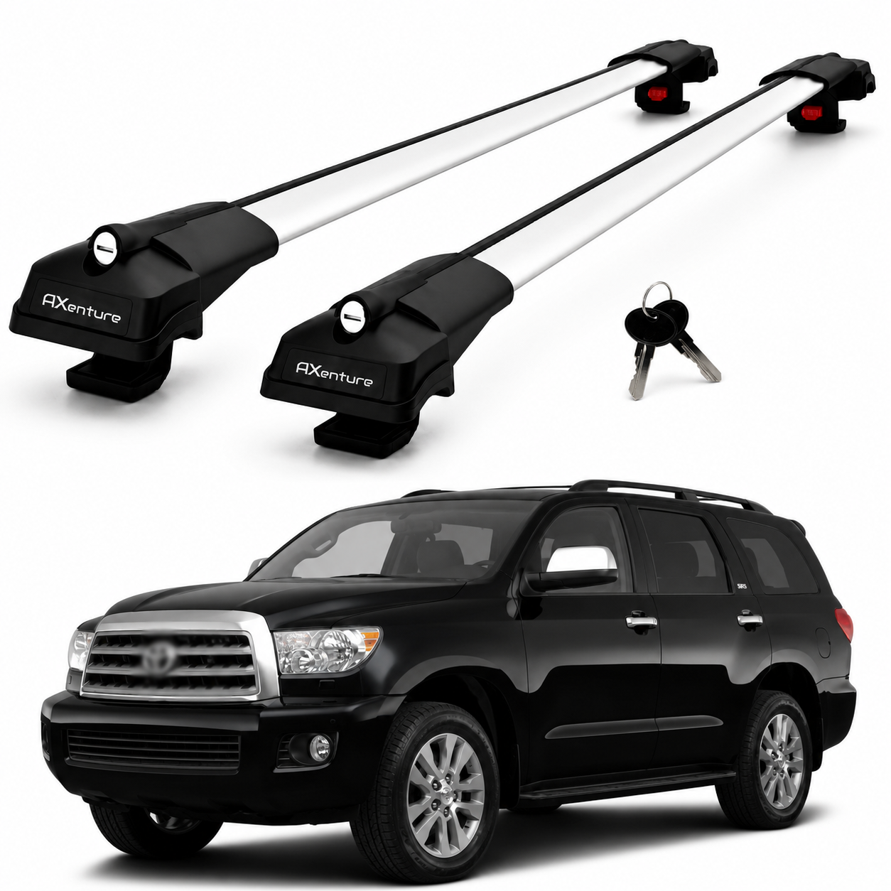2X Roof Bars for Toyota Sequoia Xk60 2008-2022 Lockable Roof Rack Cross Bar Grey