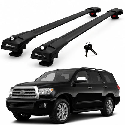 2X Roof Bars for Toyota Sequoia Xk60 2008-2022 Lockable Roof Rack Black