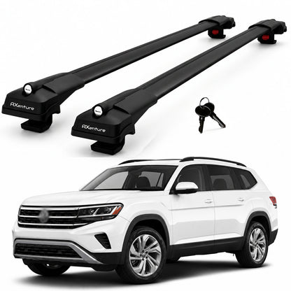 2X Roof Bars for Volkswagen Atlas 2018-2025 Lockable Roof Rack Cross Bars Black